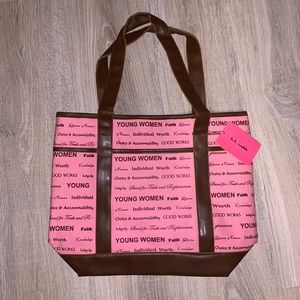 K.t. Webb pink young woman feminist tote bag NWT